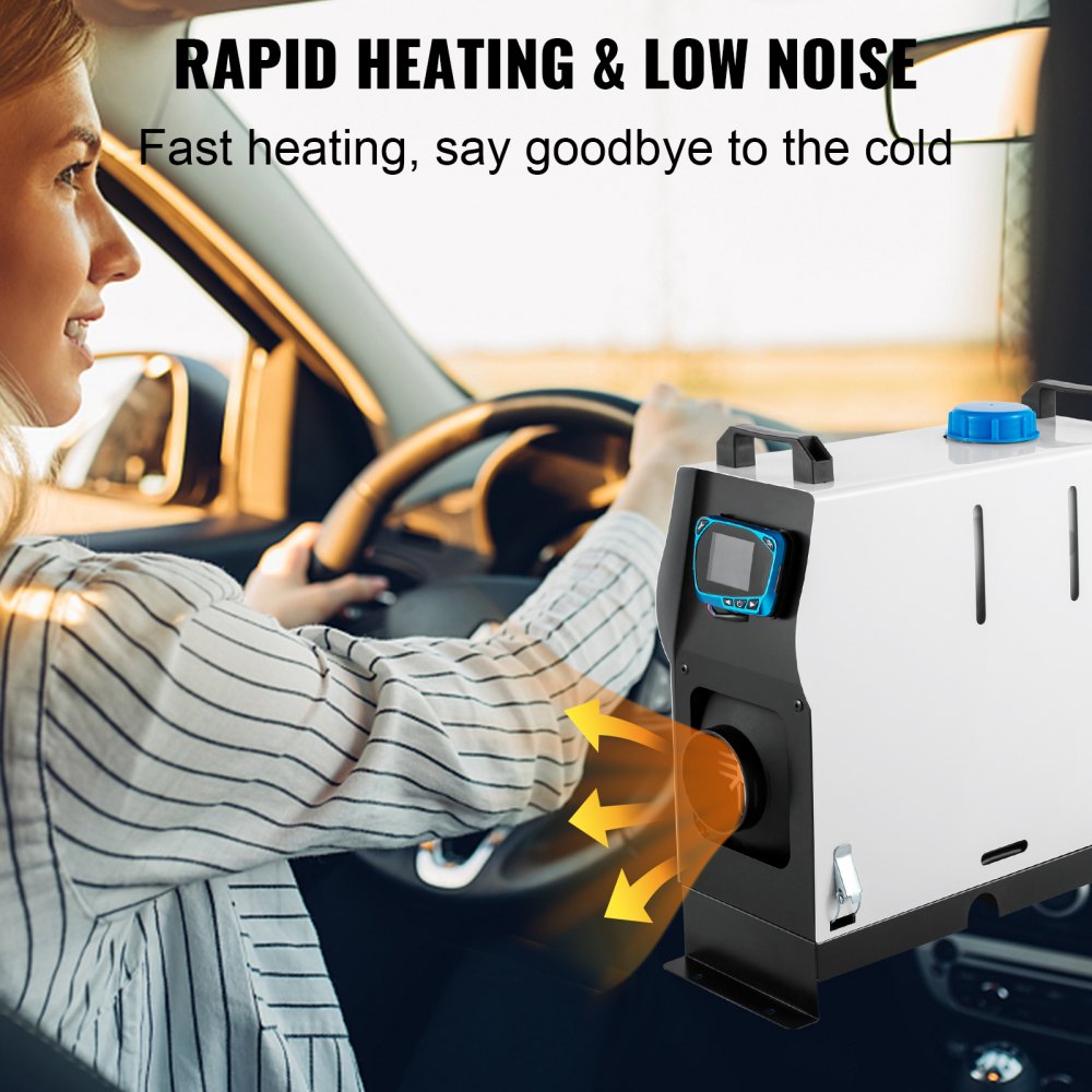 Orange Diesel Air Heater, 5-8KW Parking Heater, All in 1, 12V Truck Heater, One Air Outlet, with Red LCD Switch, Remote Control, Fast Heating Diesel Heater, For Car, RV Truck, Boat, Campervans, Caravans
