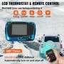 lcd thermostat and remote control for VEVOR diesel air heater in a snowy landscape.