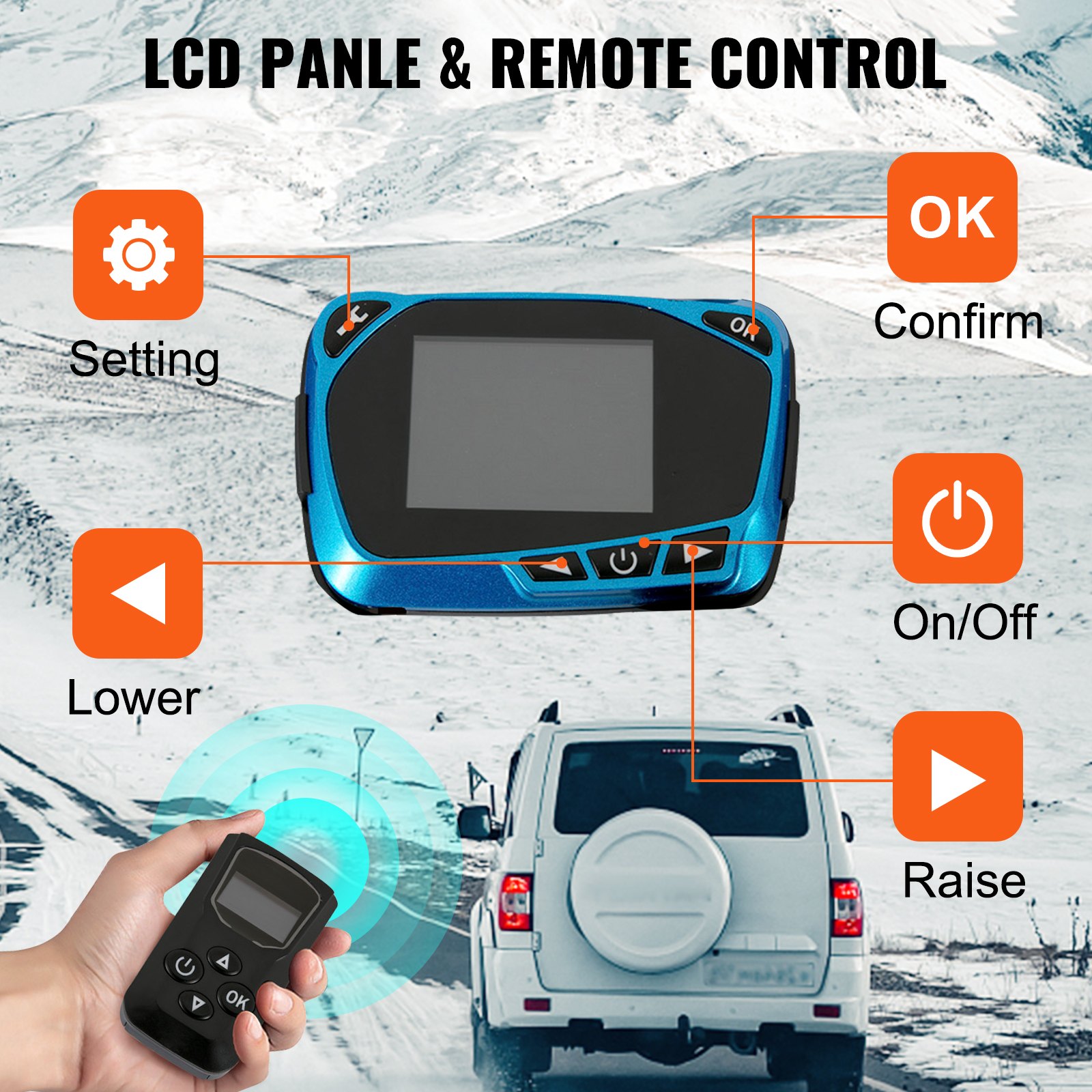 Orange Diesel Air Heater, 5-8KW Parking Heater, All in 1, 12V Truck Heater, One Air Outlet, with Red LCD Switch, Remote Control, Fast Heating Diesel Heater, For Car, RV Truck, Boat, Campervans, Caravans