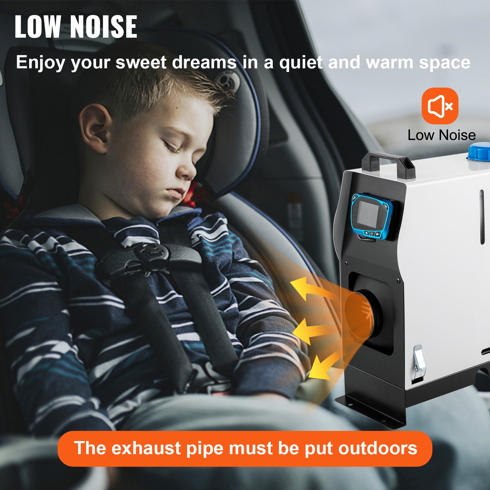 VEVOR Diesel Air Heater, 8KW Parking Heater, All in 1, 12V Truck Heater, One Air Outlet, with Red LCD Switch, Remote Control, Fast Heating Diesel Heater, For Car, RV Truck, Boat, Campervans, Caravans