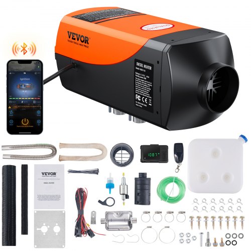 VEVOR Bluetooth App Control Diesel Air Heater, 12V 2KW Diesel Heater with Automatic Altitude Adjustment, Remote Control and LCD, Diesel Parking Heater for RV Trailer Camper Van Boat