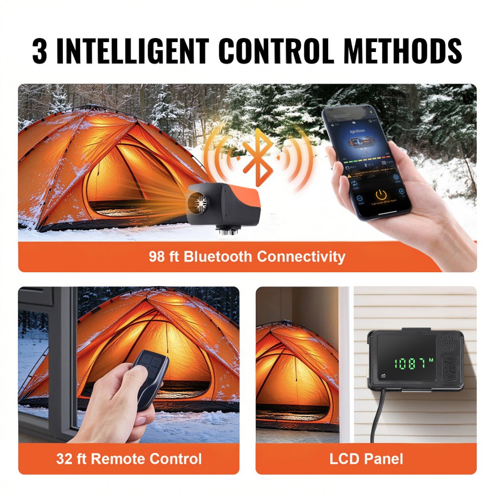 VEVOR Bluetooth App Control Diesel Air Heater, 12V 5-8KW Diesel Heater with Automatic Altitude Adjustment, Remote Control and LCD, Diesel Parking Heater for RV Trailer Camper Van Boat