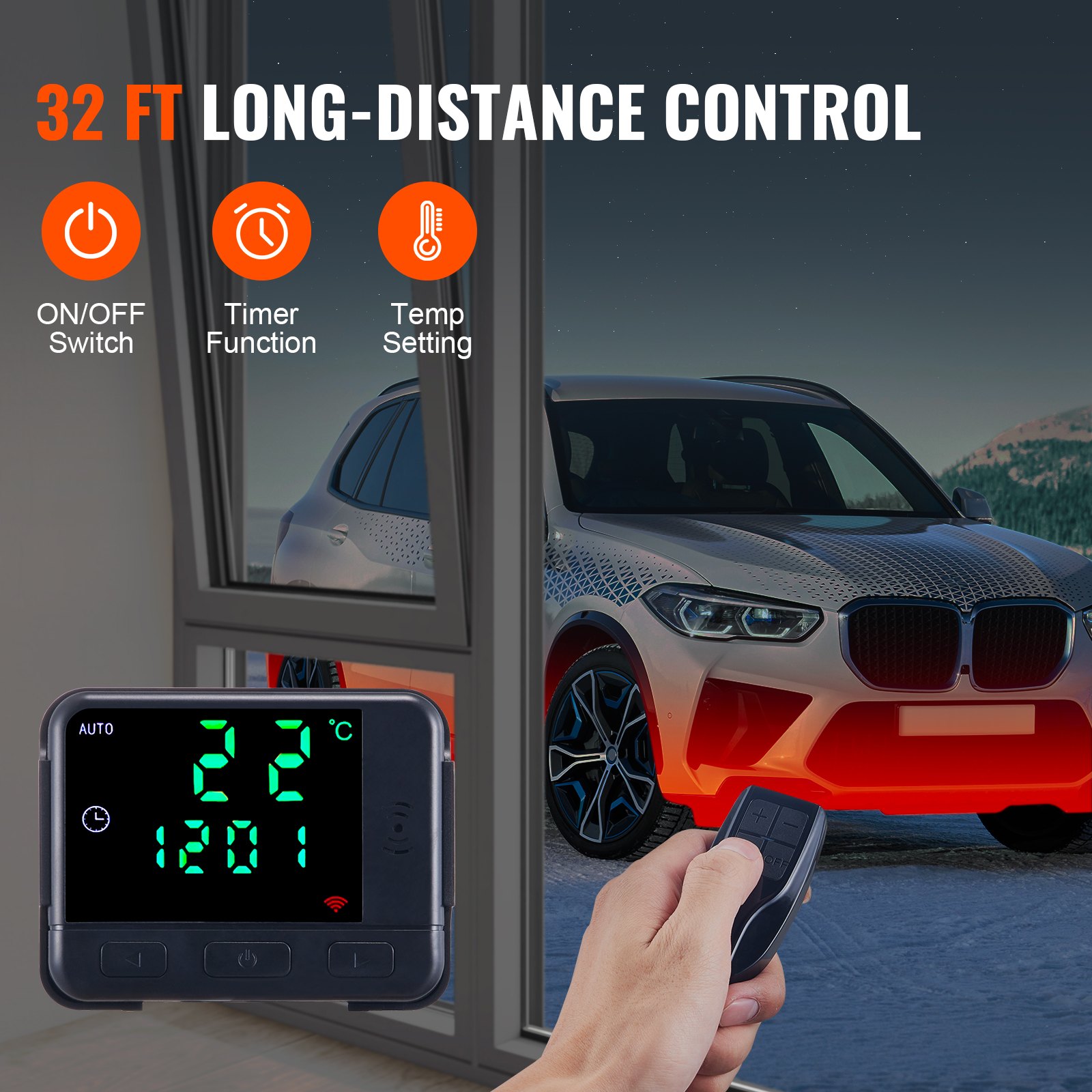 VEVOR Diesel Ilmanlämmitin 12V 8KW LCD Display Kaukosäädin Autobussi RV sisäkäyttöön