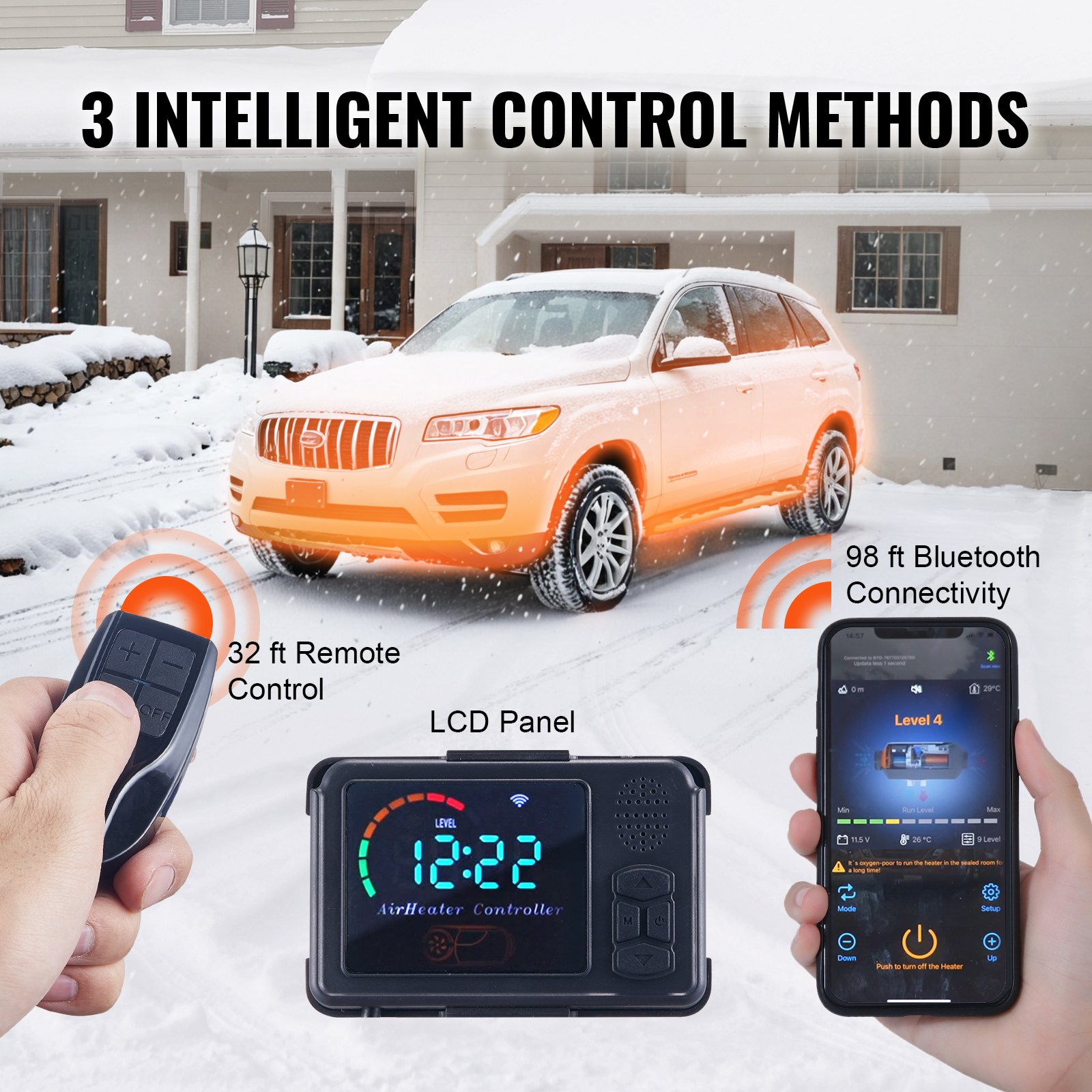 VEVOR Diesel Air Heater All-in-one 12V 8KW Bluetooth App LCD για Αυτοκίνητο RV σε εσωτερικούς χώρους