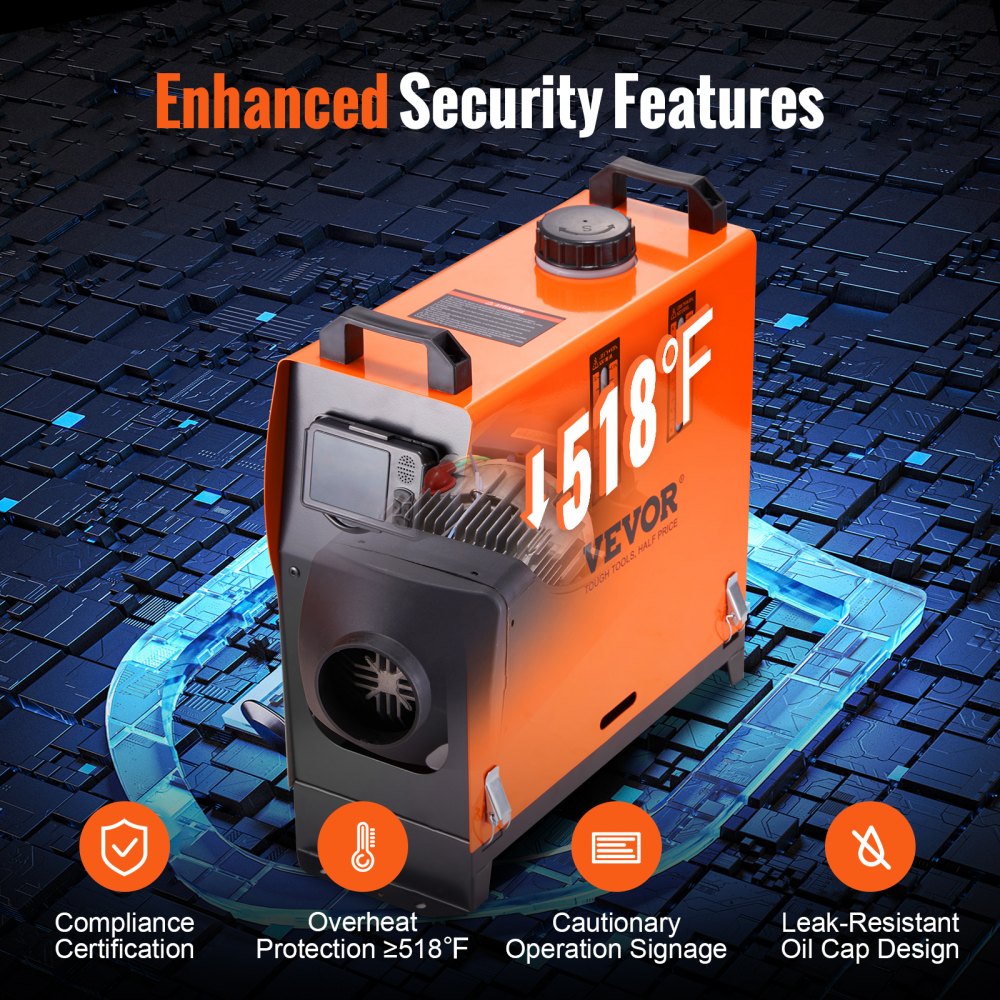 VEVOR Diesel Air Heater, 12V 8KW All-on-one Diesel Heater with Remote Control and LCD Display, 5L Fuel Tank Portable Diesel Parking Heater, Rapid Heating for RV Trailer Camper Van Boat