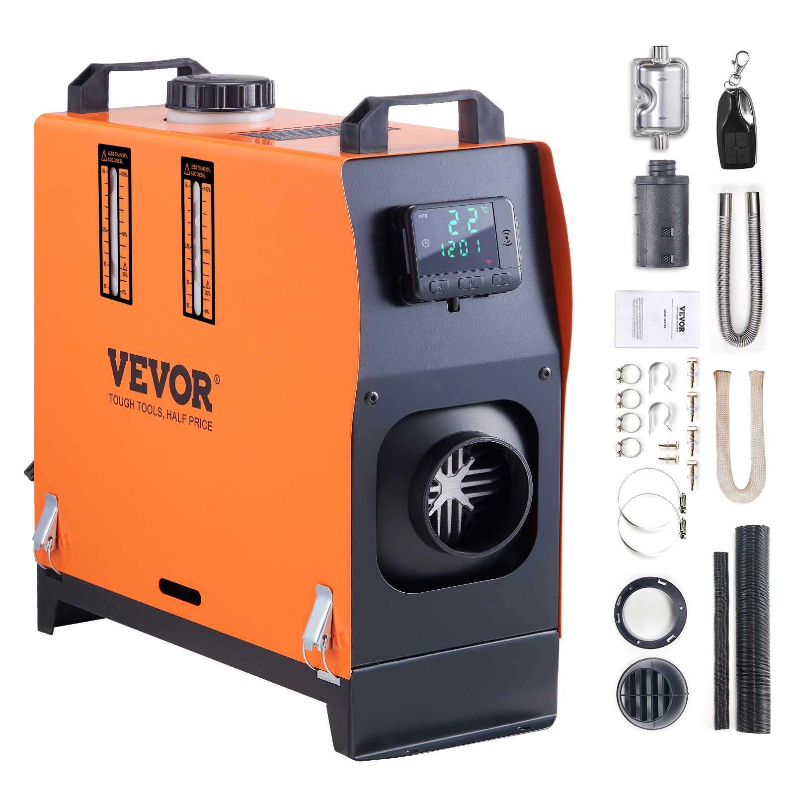 VEVOR Diesel Heater All in One, 8KW Diesel Air Heater with LCD Panel and Remote Control, Portable Diesel Heater Fast Heating Low Noise, Parking Heater for Truck RV Trailer Camper Van Boat
