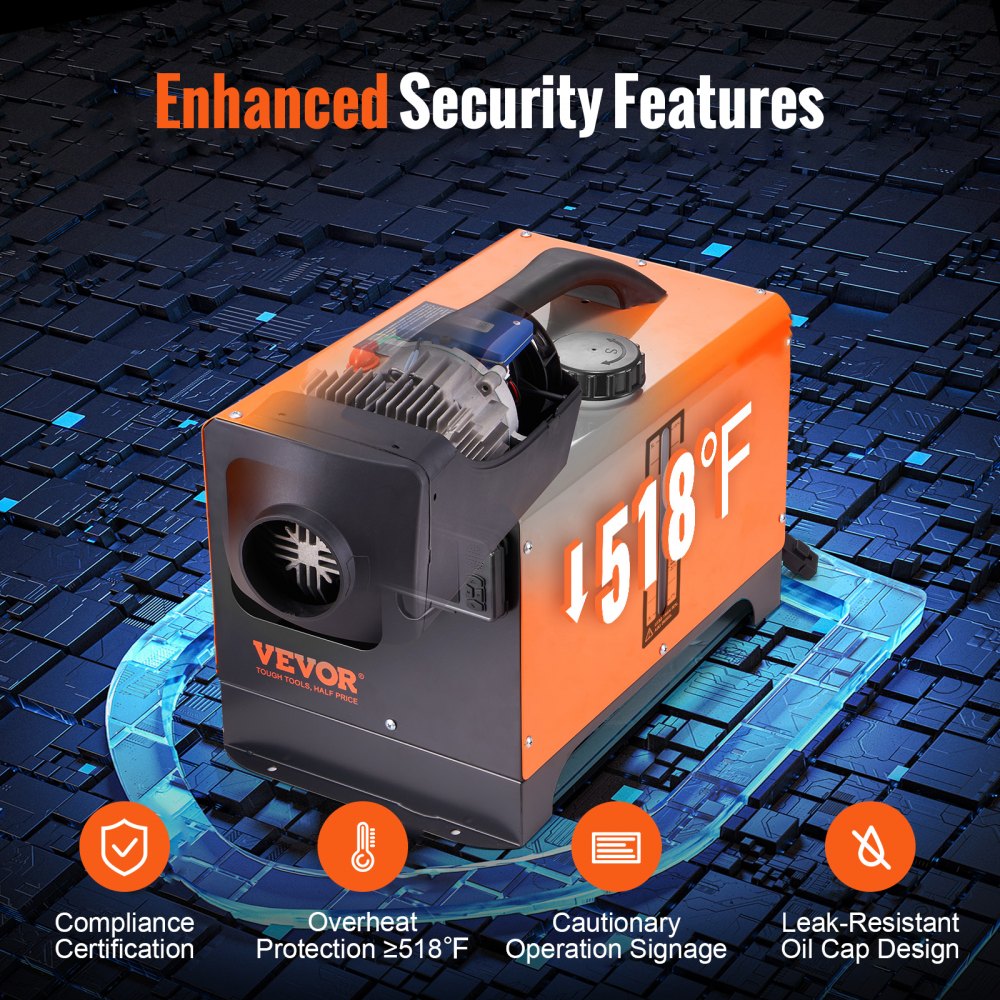 VEVOR Diesel Air Heater All-in-one 12V 5KW Bluetooth App LCD for Car RV