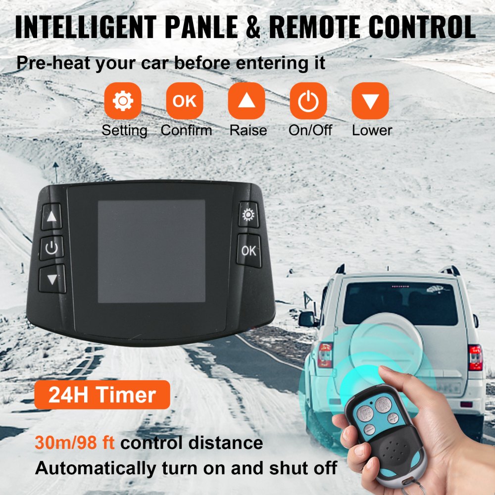 VEVOR Diesel Air Heater, 5KW Parking Heater, All in One 12V Truck Heater, One Air Outlet, LCD Switch, Remote Control, Fast Heating Diesel Heater, For Truck, Boat, Car Trailer, Campervans, Caravans