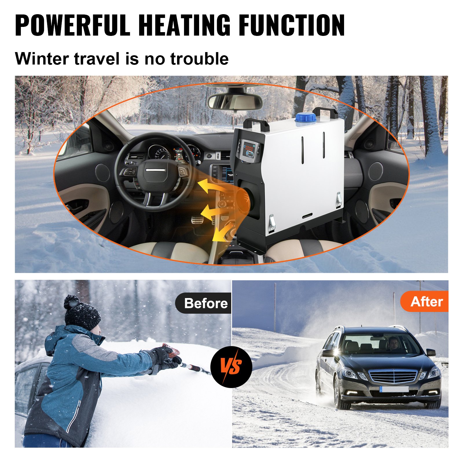 VEVOR Diesel Air Heater, 5KW Parking Heater, All in One 12V Truck Heater, One Air Outlet, LCD Switch, Remote Control, Fast Heating Diesel Heater, For Truck, Boat, Car Trailer, Campervans, Caravans