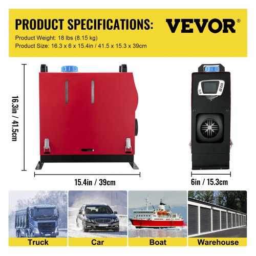 VEVOR 2KW Diesel Heater Muffler Diesel Fuel Heater 12V Diesel Air Heater Remote Control with LCD Switch for Car Trucks Motor-Home Boat Bus CAN