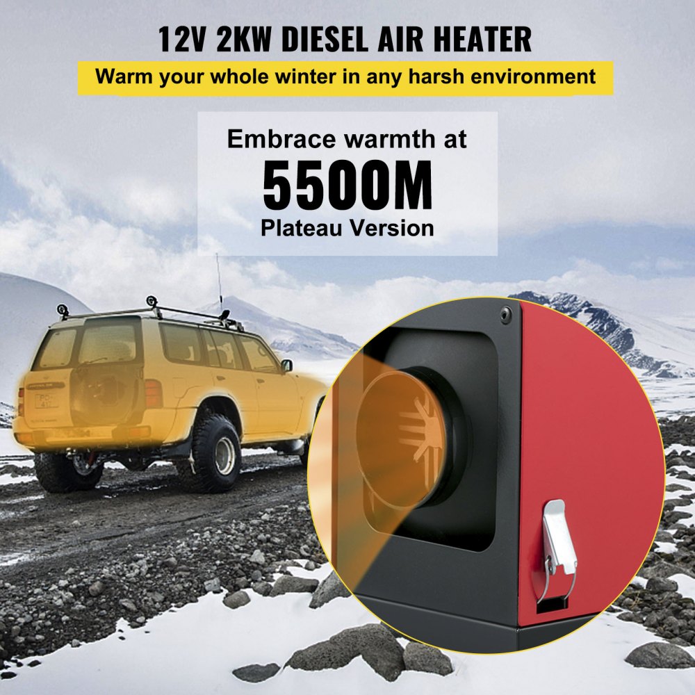 Chauffage Diesel Air Heater 2KW 12V avec Silencieux LCD Thermostat Camion