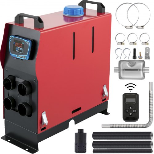 VEVOR Diesel Air Heater, 12V 3KW Diesel Heater, All-in-One 4 Air Outlet Diesel Heater with Remote Control, Silencer and Blue LCD Switch for RV Trucks Bus and Trailer