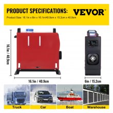 VEVOR 5KW Diesel Air Heater All in One 12V Diesel Parking Heater Silencer 5000W Diesel Heater Remote Control with LCD Switch for RV Motorhome Bus and Trailer