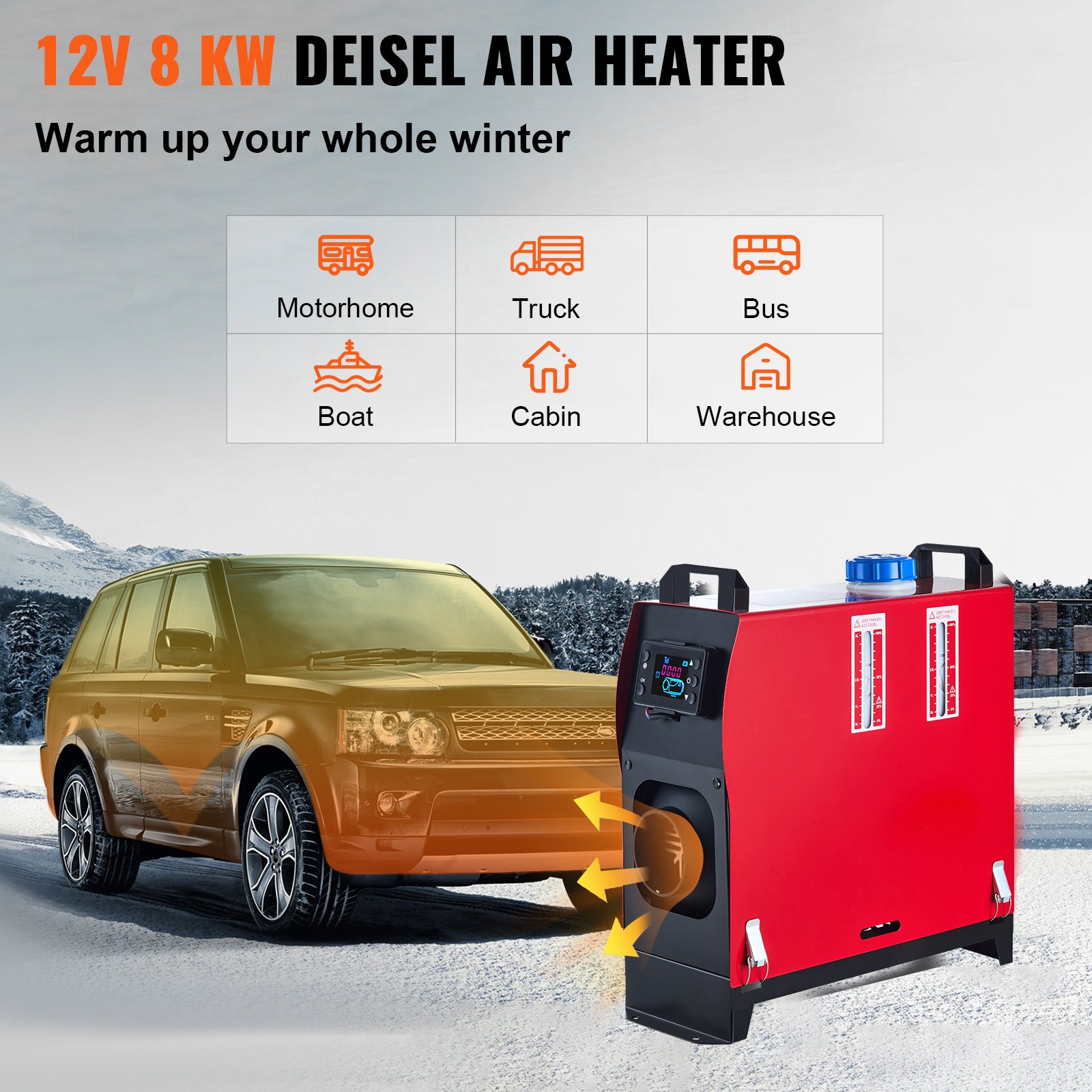 12V 5KW Diesel Air Heater For RV Trucks (With LCD Display & 1 Air Outlet)