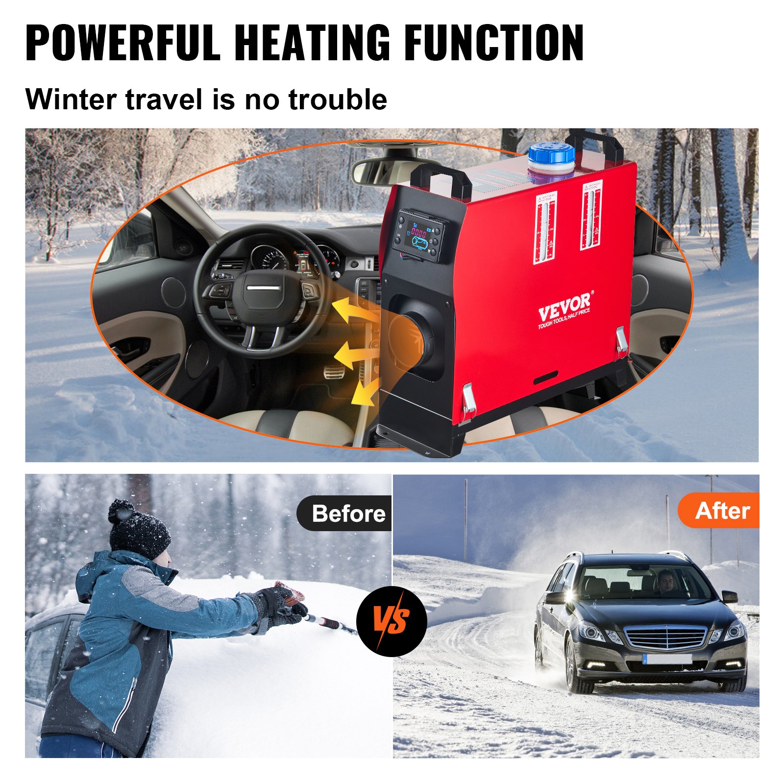 VEVOR Diesel Heater 12V Diesel Air Heater Muffler 5-8KW Diesel Air Heater with Remote Control & LCD Thermostat Monitor for Car Trucks Motorhome Boat and Bus