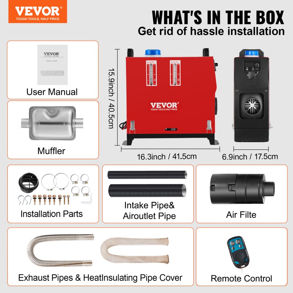 Air Diesel Heater Fuel 12V 8KW With LCD Switch 1 Air Outlet For RV Trucks