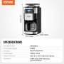 VEVOR 12-Cup Coffee Maker Drip Coffee Machine with 24-Hour Timer for Auto Brew