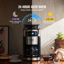 Cafetera de goteo VEVOR de 12 tazas con temporizador de 24 horas para preparación automática