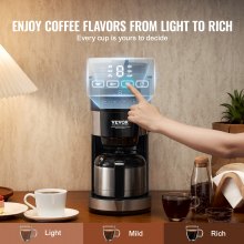 VEVOR 8-Cup Coffee Maker Drip Coffee Machine with 3 Brew Strength Control