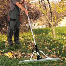 VEVOR Landscape Rake, 915mm Head Aluminum Landscape Rake, Lake Weed Rake with 2600mm Adjustable Extension Handle, Rope and Float, for Loosening Soil, Lawn Care, Weeding Lake, Garden, Pond