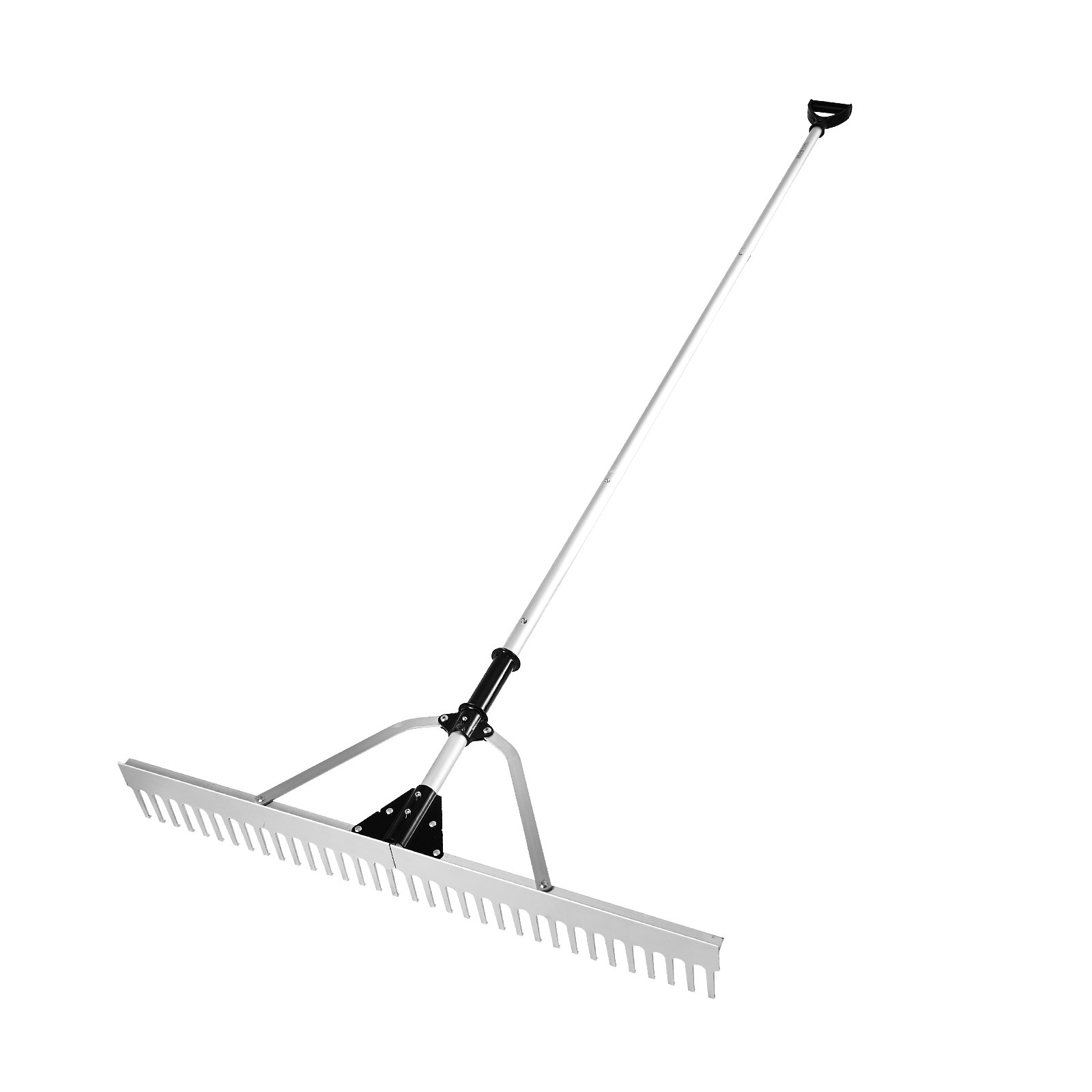 VEVOR Landscape Rake, 915mm Head Aluminum Landscape Rake, Lake Weed Rake with 2600mm Adjustable Extension Handle, Rope and Float, for Loosening Soil, Lawn Care, Weeding Lake, Garden, Pond