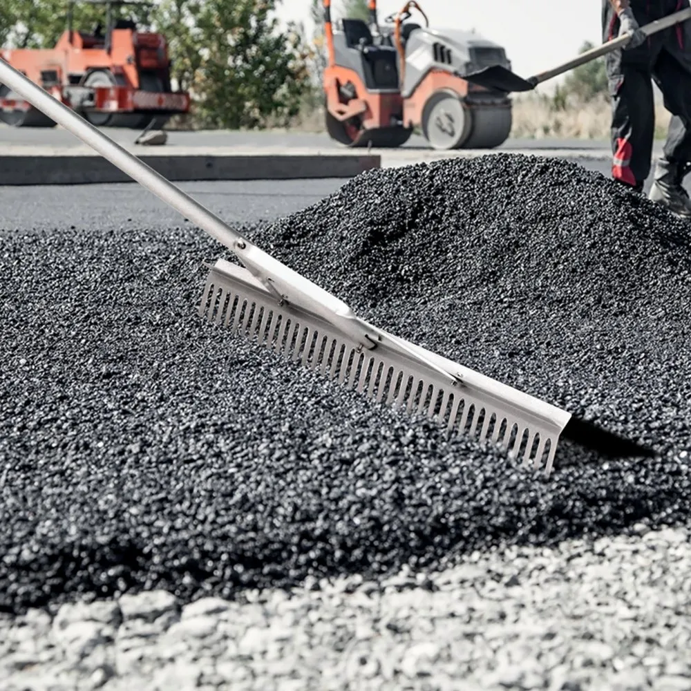 VEVOR Landscape Rake, 915mm Head Aluminum Landscape Rake, Lake Weed Rake with 1915mm Long Handle, for Loosening Soil, Lawn Care, Weeding Lake, Garden, Pond