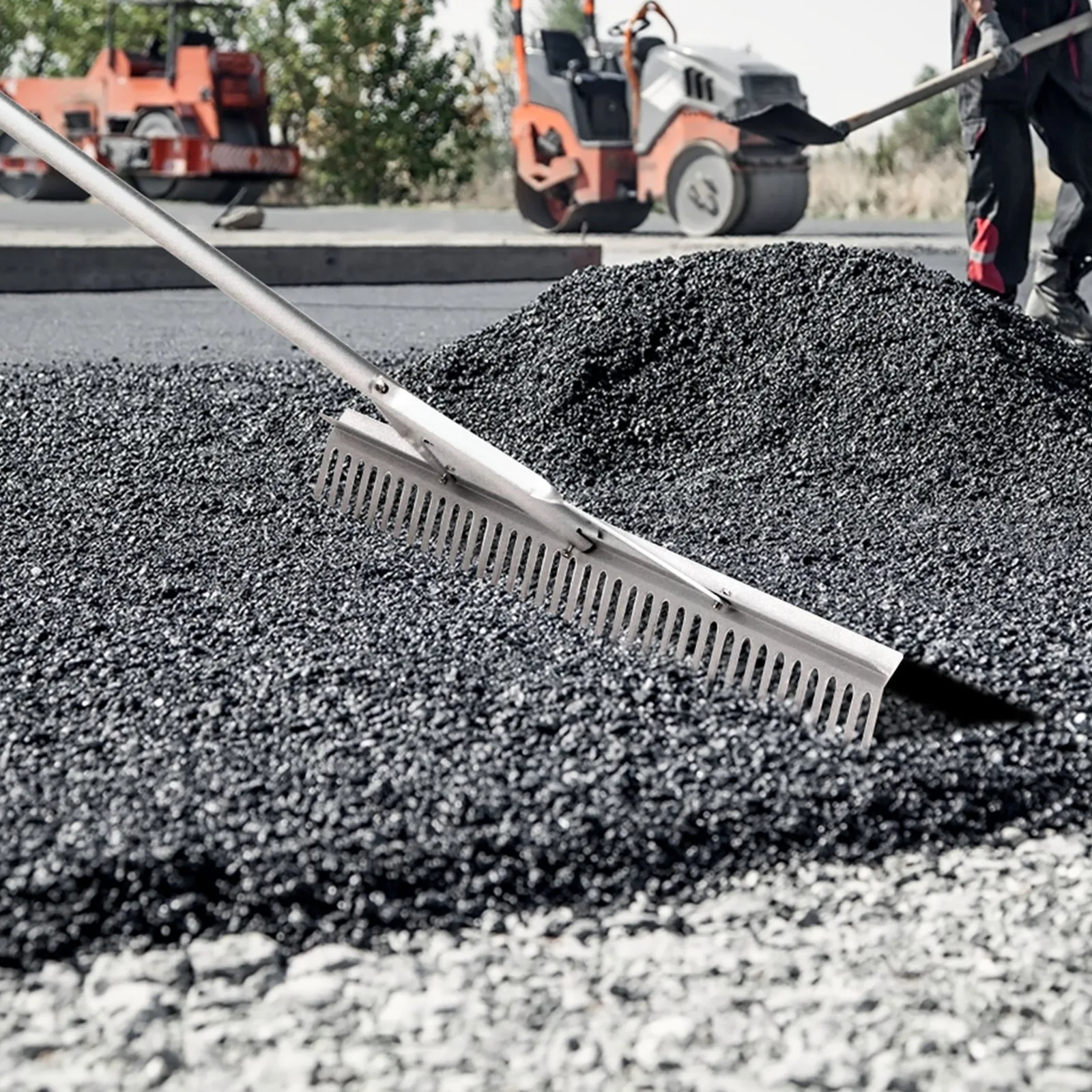 VEVOR Landscape Rake, 915mm Head Aluminum Landscape Rake, Lake Weed Rake with 1915mm Long Handle, for Loosening Soil, Lawn Care, Weeding Lake, Garden, Pond