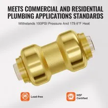 VEVOR Pipe Fittings 1/2" 12PCS Brass Straight-Through Push-Fit for Air System