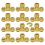 VEVOR Pipe Fittings 1/2" 12PCS Tee Brass Push-Fit for Heating/Shower System