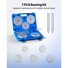 VEVOR Bearing Press Kit, 7 Pcs, Bearing Race and Seal Driver Set with 5 Bushings, Handle Shaft and Extension Rod, Bushing Driver Tool Set, Heavy Duty Removal Installation Tool Kit with Storage Case
