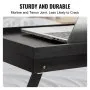 sturdy black VEVOR bed tray table with a laptop, highlighting durable mortise and tenon joint.
