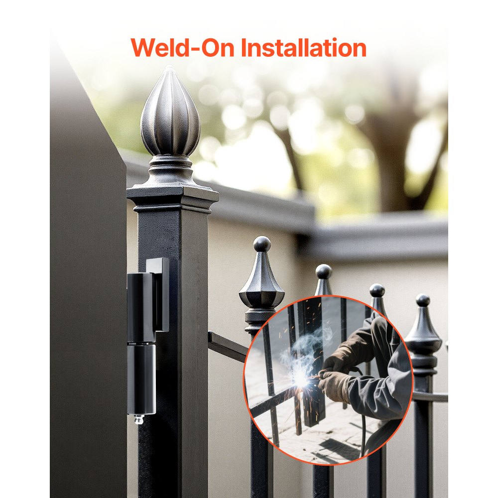 VEVOR Heavy Duty Gate Hinges, 2-Pack 7-Inch Barrel Gate Hinge, Weld On Hinges 900 lbs Load Capacity for Swing Trailer Gates, Grease Zerk Fitting & Internal Ball Bearings for Smooth Operation