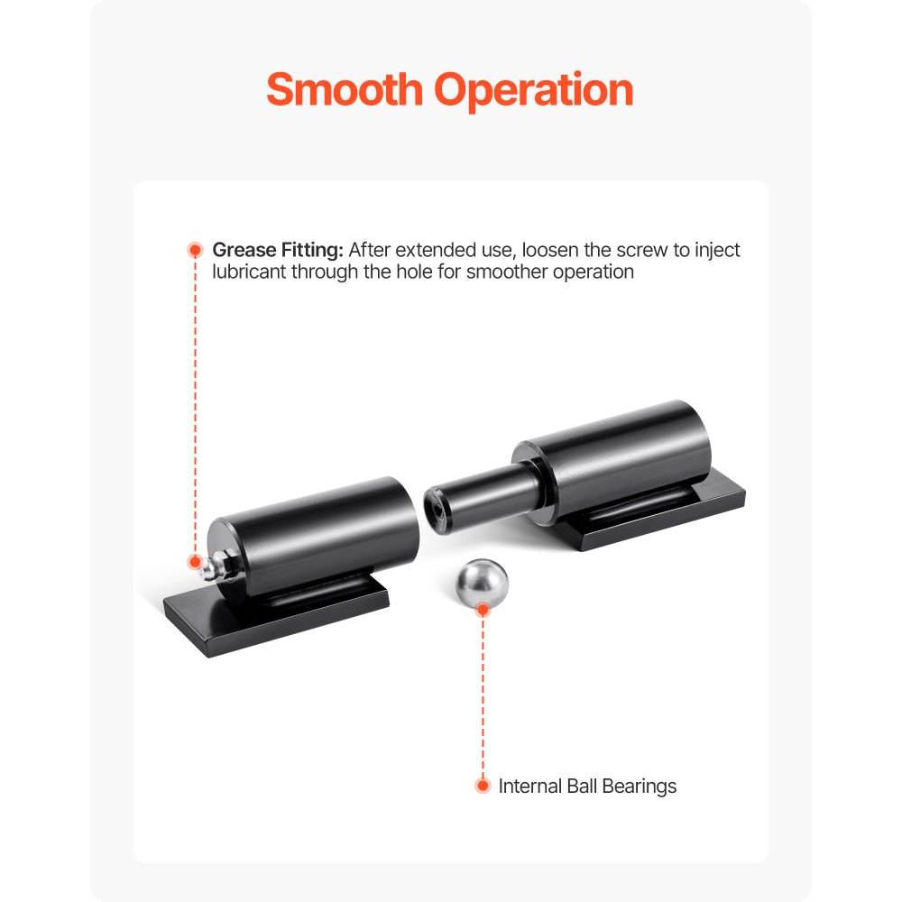 VEVOR Heavy Duty Gate Hinges, 2-Pack 7-Inch Barrel Gate Hinge, Weld On Hinges 900 lbs Load Capacity for Swing Trailer Gates, Grease Zerk Fitting & Internal Ball Bearings for Smooth Operation