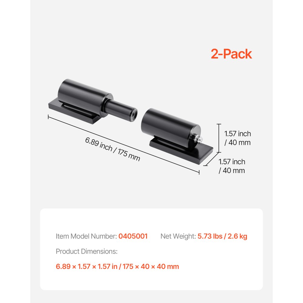 VEVOR Heavy Duty Gate Hinges, 2-Pack 7-Inch Barrel Gate Hinge, Weld On Hinges 900 lbs Load Capacity for Swing Trailer Gates, Grease Zerk Fitting & Internal Ball Bearings for Smooth Operation