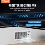 VEVOR Register Booster Fan, Quiet Vent Booster Fan Fits 4” x 10” Register Holes, with Remote Control and Thermostat Control, Adjustable Speed for Heating Cooling Smart Vent, White