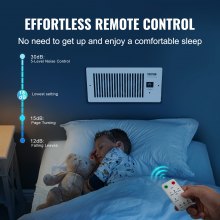 VEVOR Register Booster Fan, Quiet Vent Booster Fan Fits 4” x 10” Register Holes, with Remote Control and Thermostat Control, Adjustable Speed for Heating Cooling Smart Vent, White