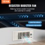 VEVOR Register Booster Fan, Quiet Vent Booster Fan Fits 4” x 12” Register Holes, with Remote Control and Thermostat Control, Adjustable Speed for Heating Cooling Smart Vent, White