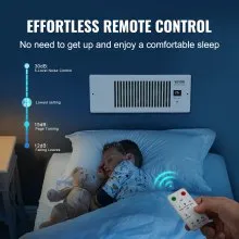 VEVOR Register Booster Fan, Quiet Vent Booster Fan Fits 4” x 12” Register Holes, with Remote Control and Thermostat Control, Adjustable Speed for Heating Cooling Smart Vent, White