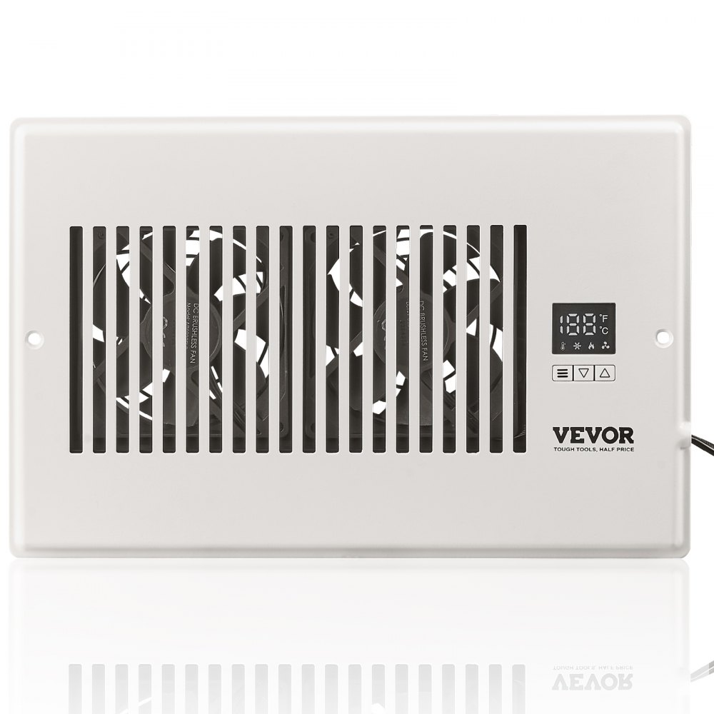 VEVOR Register Booster Fan, Quiet Vent Booster Fan Fits 6 x 10 inch Holes, with Remote Control and Thermostat Control, Adjustable Speed for Heating Cooling Smart Vent, White