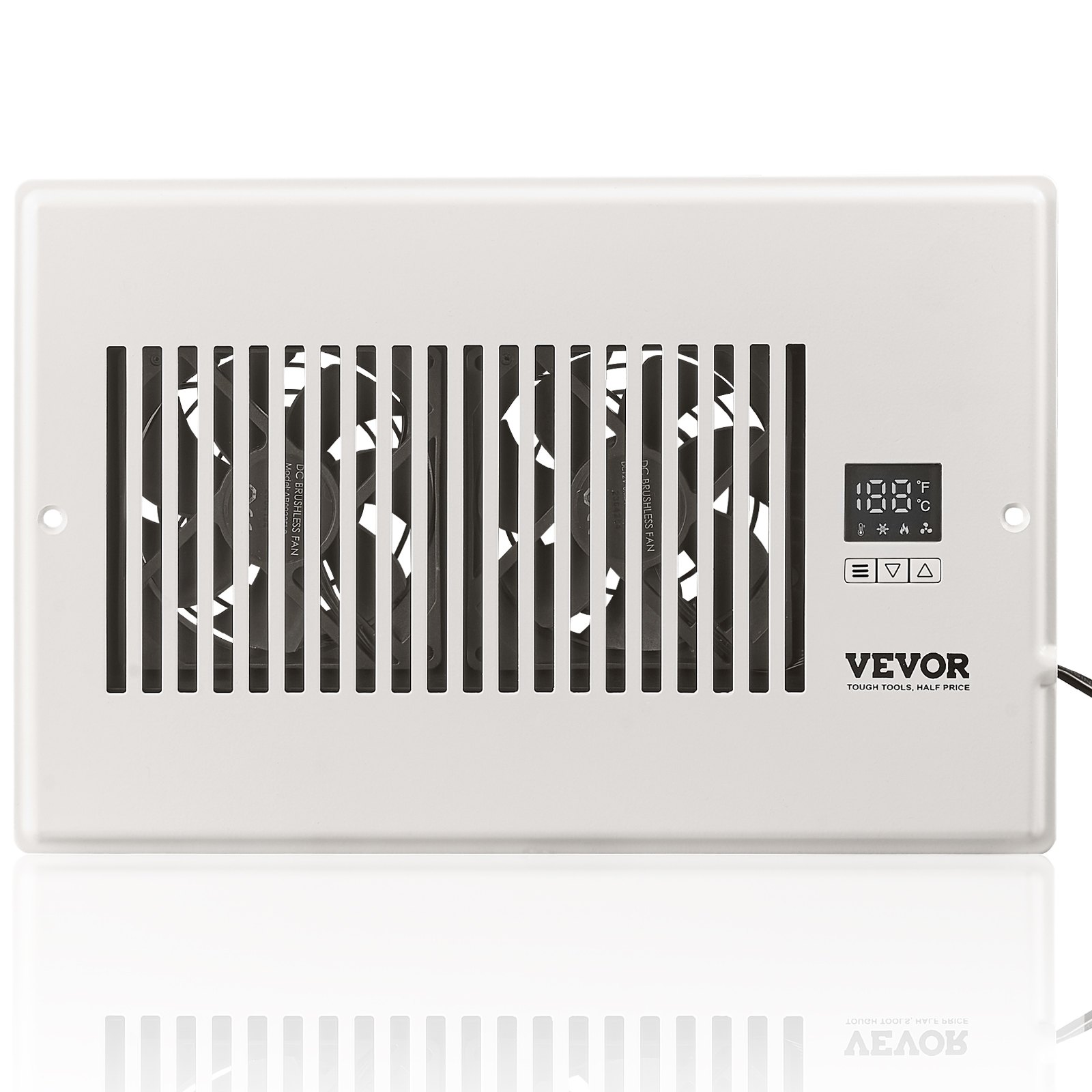 VEVOR Register Booster Fan, Quiet Vent Booster Fan Fits 6 x 10 inch Holes, with Remote Control and Thermostat Control, Adjustable Speed for Heating Cooling Smart Vent, White