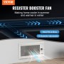 VEVOR Register Booster Fan, Quiet Vent Booster Fan Fits 6” x 12” Register Holes, with Remote Control and Thermostat Control, Adjustable Speed for Heating Cooling Smart Vent, White