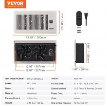VEVOR Register Booster Fan, Quiet Vent Booster Fan Fits 6” x 12” Register Holes, with Remote Control and Thermostat Control, Adjustable Speed for Heating Cooling Smart Vent, White