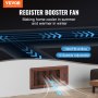 VEVOR Register Booster Fan, Quiet Vent Booster Fan Fits 4” x 10” Register Holes, with Remote Control and Thermostat Control, Adjustable Speed for Heating Cooling Smart Vent, Brown