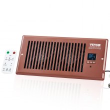 VEVOR Register Booster Fan, Quiet Vent Booster Fan Fits 4” x 10” Register Holes, with Remote Control and Thermostat Control, Adjustable Speed for Heating Cooling Smart Vent, Brown