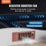 VEVOR Register Booster Fan, Quiet Vent Booster Fan Fits 4” x 12” Register Holes, with Remote Control and Thermostat Control, Adjustable Speed for Heating Cooling Smart Vent, Brown