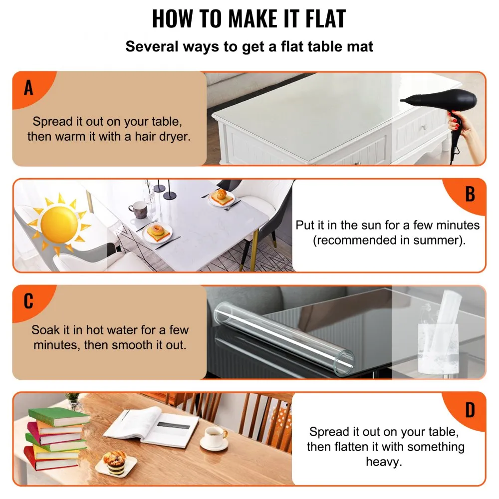 VEVOR Plastic Table Cover, 42"x80"x0.08", Transparent PVC Table Protector, Rectangle Clear Desk Mat, Water Oil Proof Table Cover for Dining Table Coffer Table Kitchen Worktable Dresser Cabinet, etc.