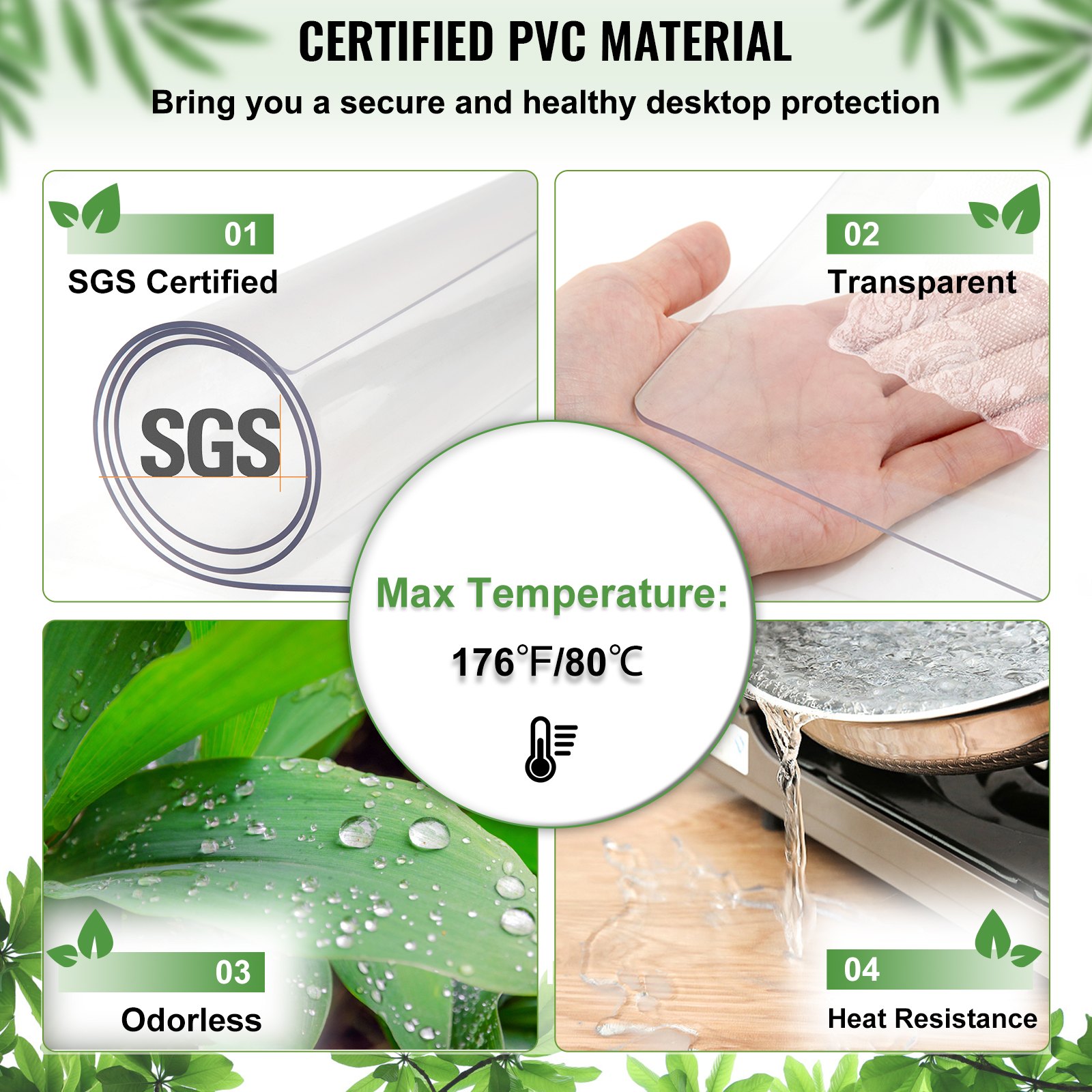 VEVOR Thick Plastic Table Cover 84x 42 Inch Thick Clear Table Protector Clear PVC Tablecloth Table Top Protector 1.5mm Thick Table Cover Rectangular Table Pads for Dining Room Table Desk