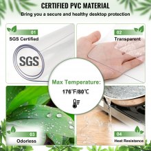 VEVOR 96x 42 Inch Thick Clear Table Protector Clear PVC Tablecloth Table Top Protector 2mm Thick Table Cover Rectangular Table Pads for Dining Room Table Desk