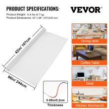 VEVOR 96x 42 Inch Thick Clear Table Protector Clear PVC Tablecloth Table Top Protector 2mm Thick Table Cover Rectangular Table Pads for Dining Room Table Desk