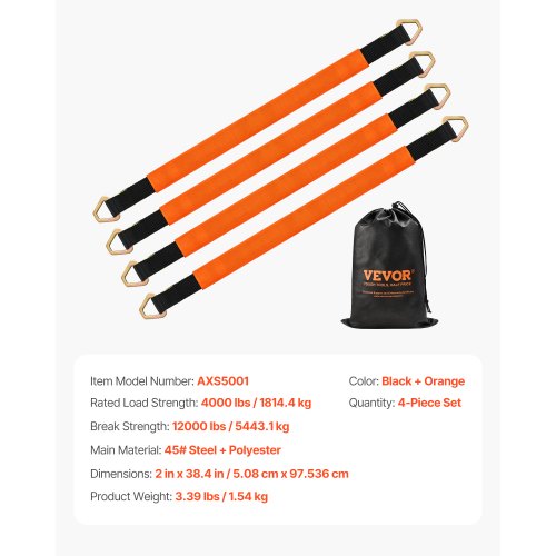 POLARBEAR Axle Tie Down Straps Heavy Duty 4-Pack 2" X 38" With Wear Pad And D-Ring 10,000 LBS Breaking Strength For Truck/Trailer/ATV/UTV/Cargo Moving Securing - View #5